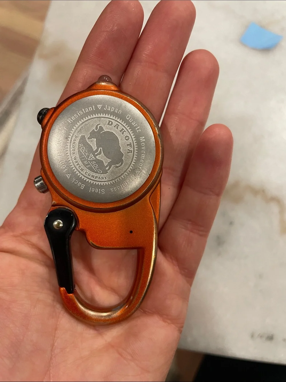 Orange Carabiner Watch - Men's Clip-On Accessory
